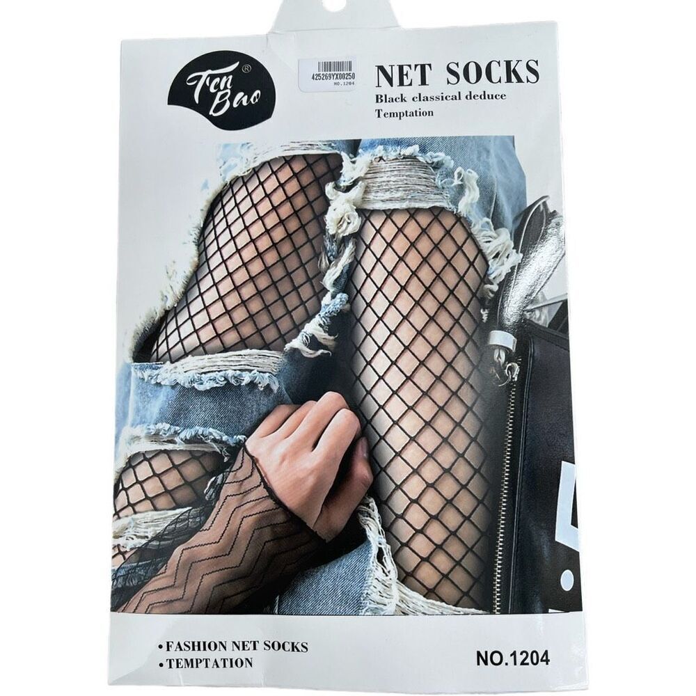 NWT mesh jacquard Ten Bao pantyhose  large pattern 95% nylon and 5% Elastan